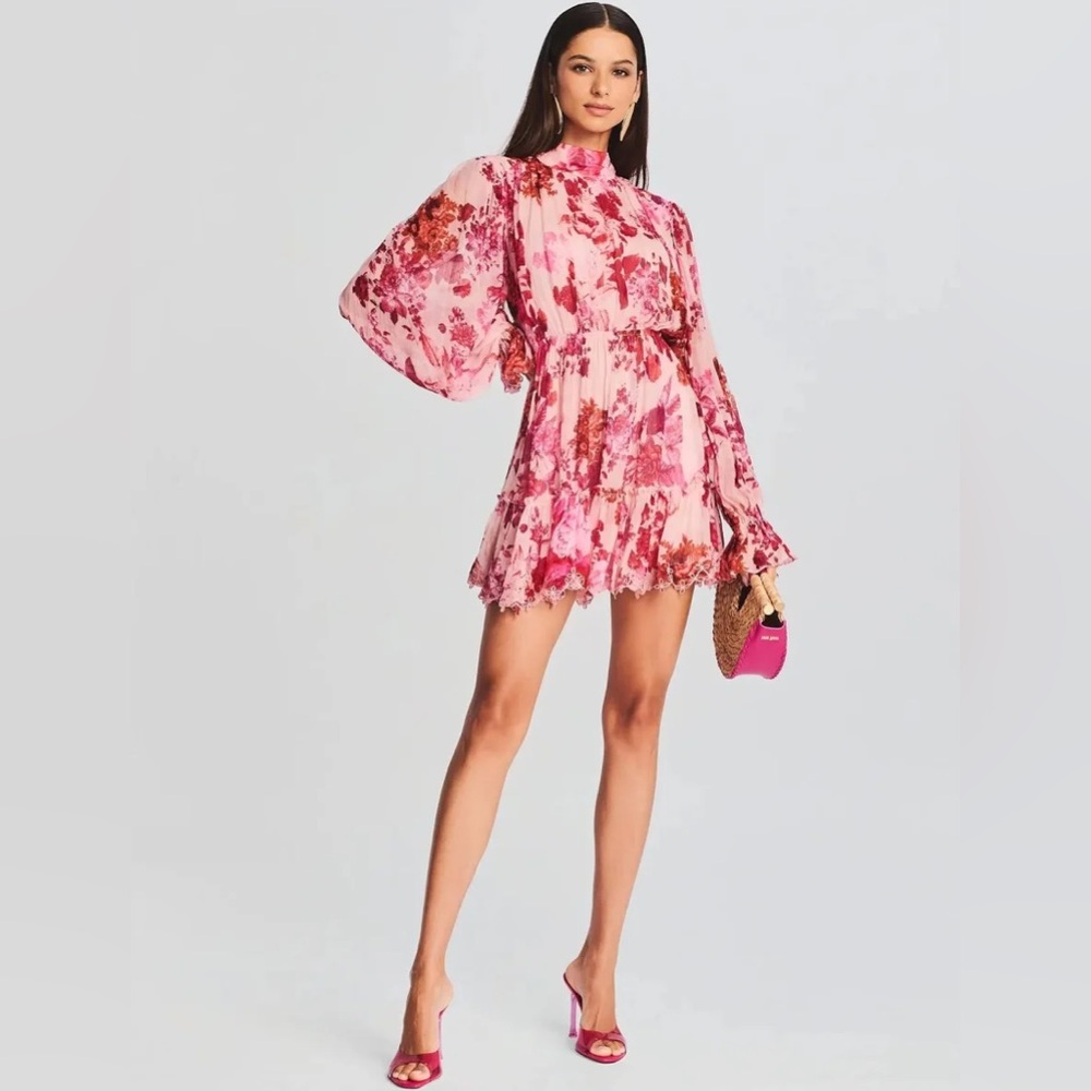 HEMANT & NANDITA Dali Pink Floral Mini Dress